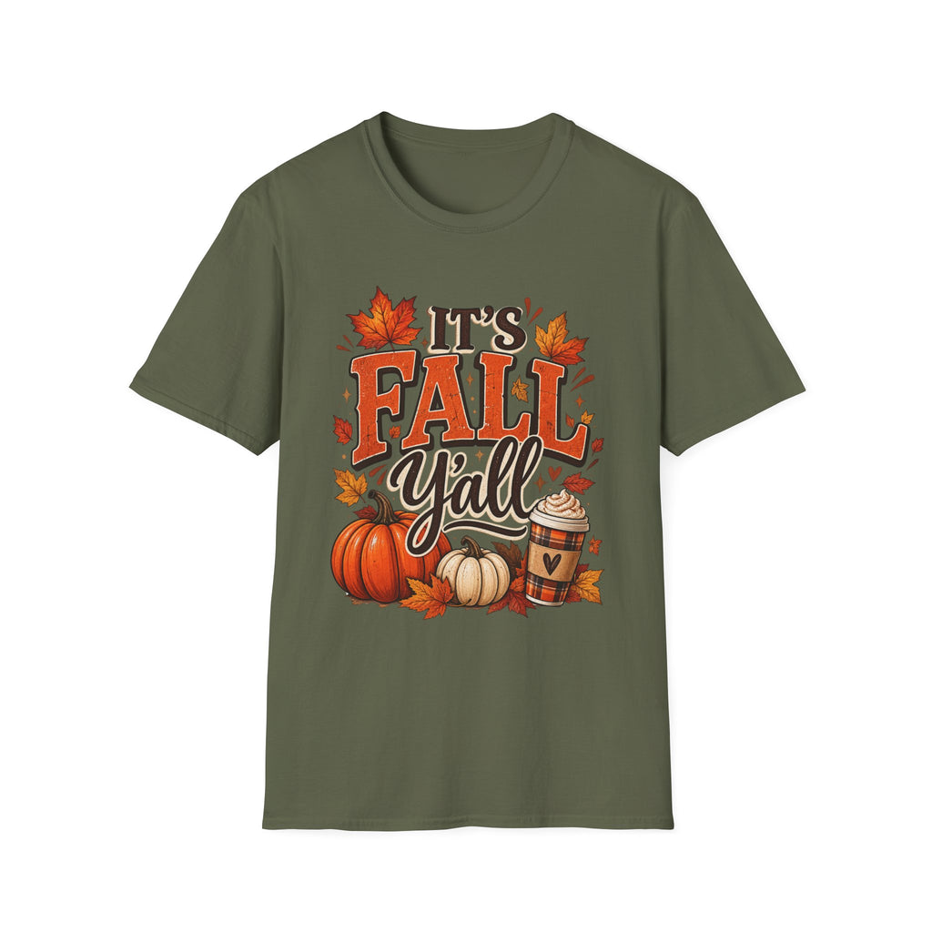 Fall Y'all T-Shirt — It's Fall Y'all Autumn Pumpkin Leaves Tee