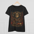 Stay Wild Moon Child T-Shirt - Mystical Moon & Floral Graphic for Women