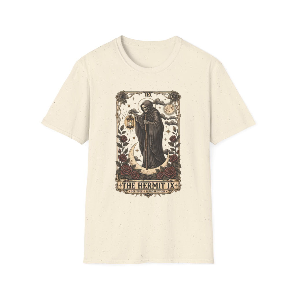 The Hermit Tarot Graphic Tee | Vintage Occult Gothic Shirt | Dark Celestial Unisex T-Shirt
