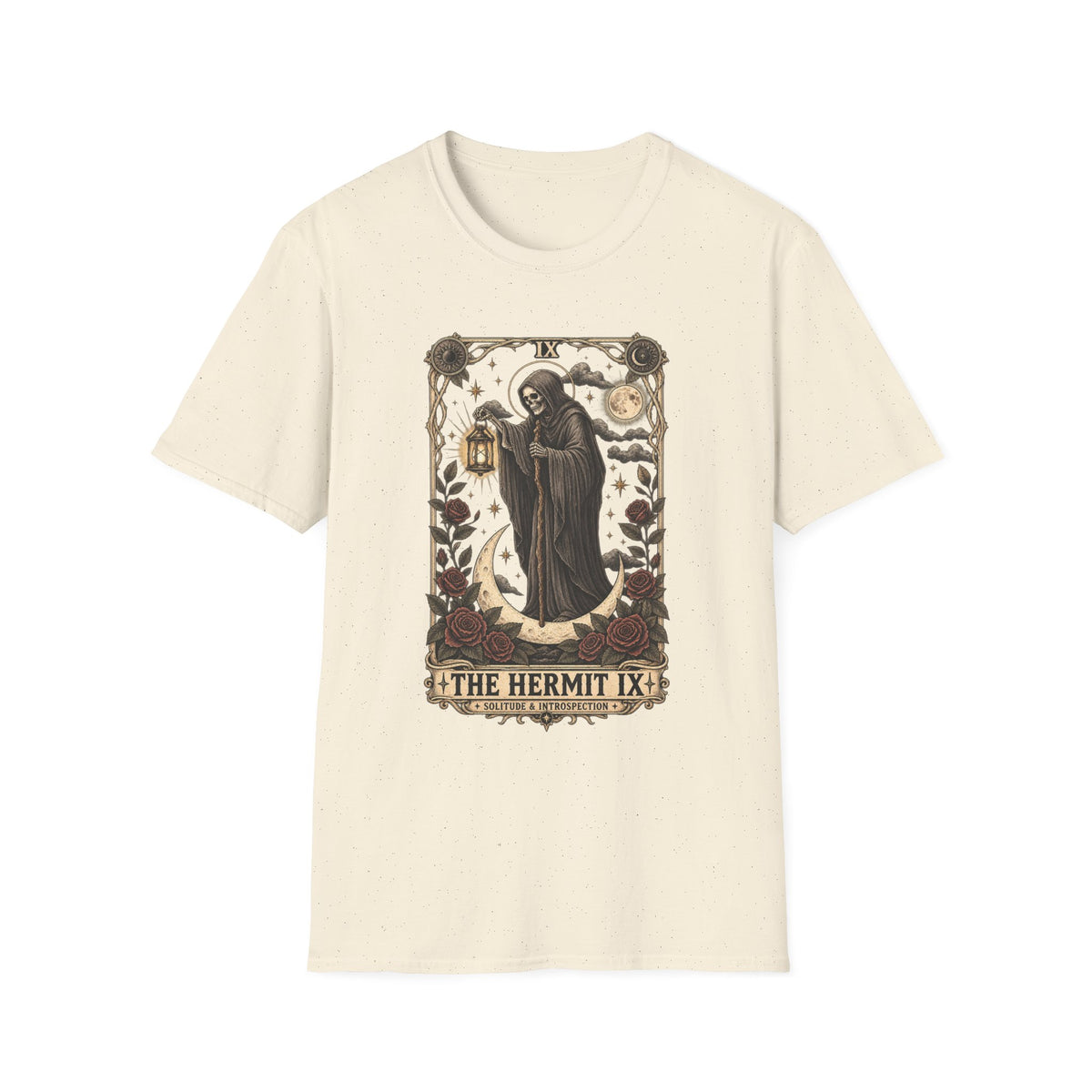 The Hermit Tarot Graphic Tee | Vintage Occult Gothic Shirt | Dark Celestial Unisex T-Shirt