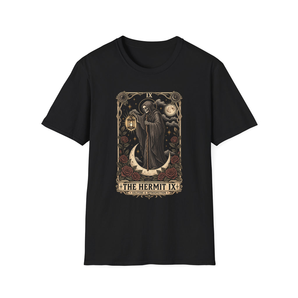 The Hermit Tarot Graphic Tee | Vintage Occult Gothic Shirt | Dark Celestial Unisex T-Shirt