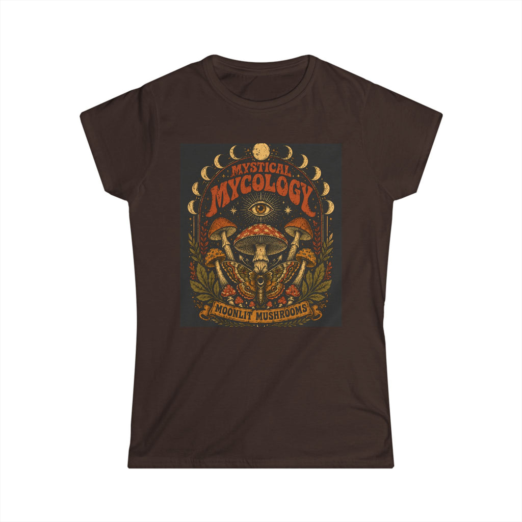 Mystical Mycology Graphic Tee | Moonlit Mushroom Moth Shirt | Vintage 70s Celestial Witchy T-Shirt