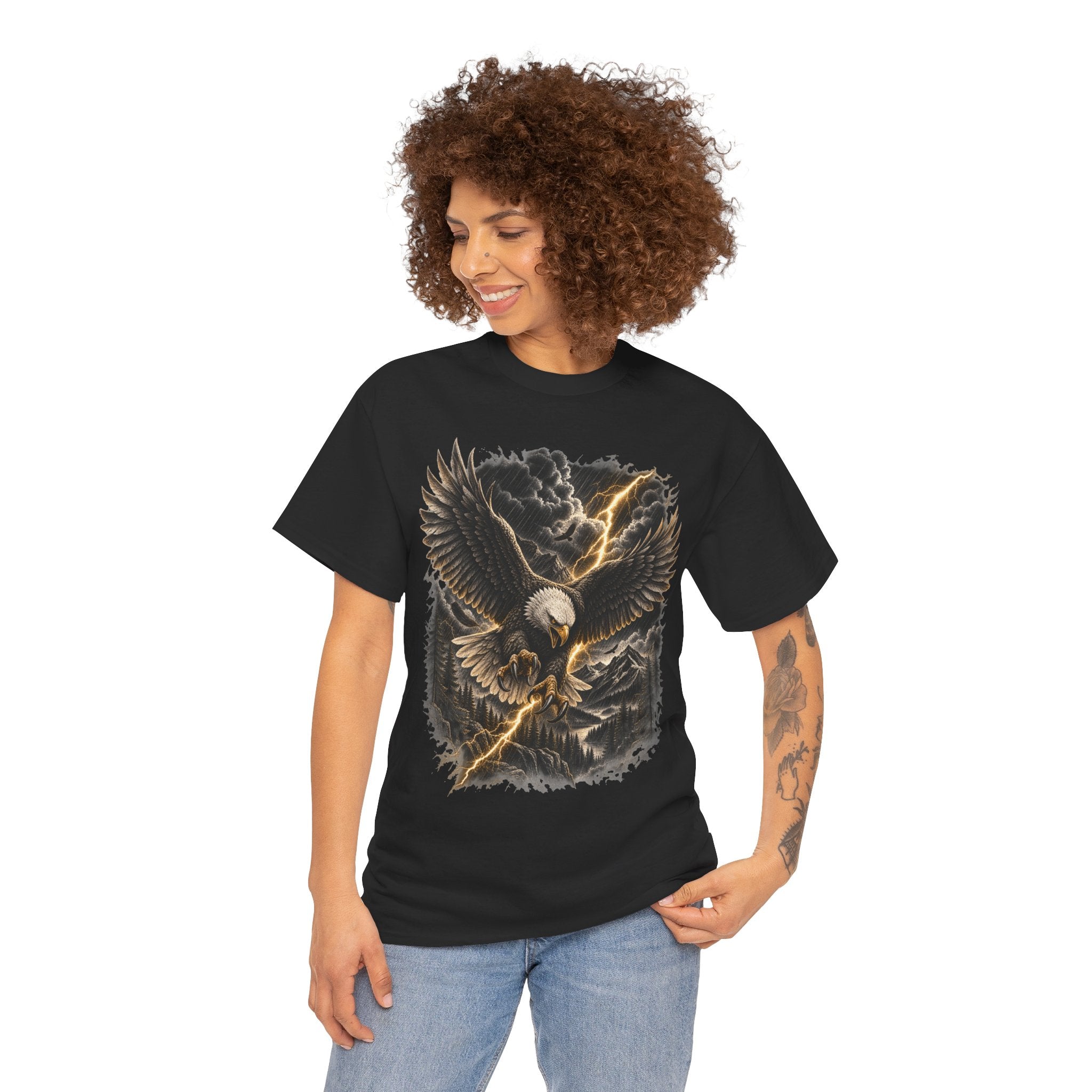 Bald Eagle Graphic Tee | Storm Lightning Eagle Shirt | Mountain Wilderness Outdoors Unisex T-Shirt