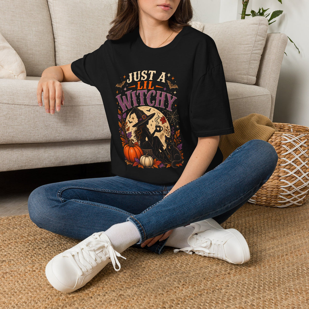 Just A Lil Witchy T-Shirt — Cute Halloween Witch Graphic Tee