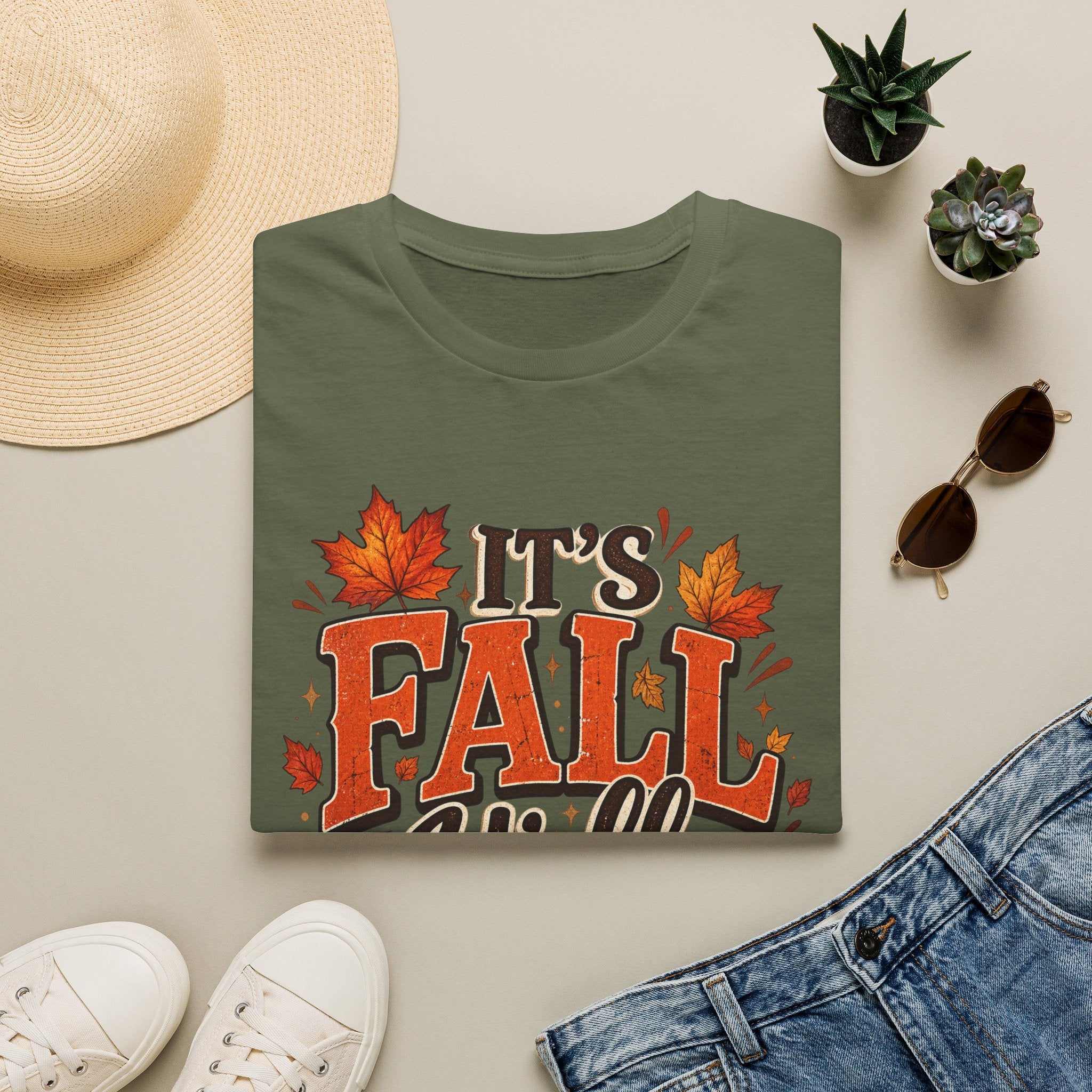 Fall Y'all T-Shirt — It's Fall Y'all Autumn Pumpkin Leaves Tee