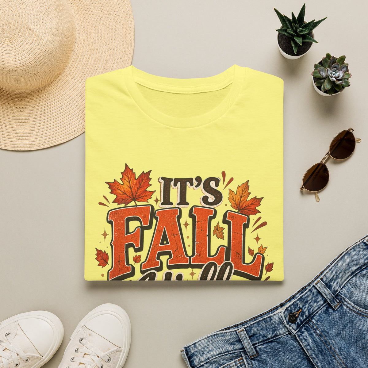 Fall Y'all T-Shirt — It's Fall Y'all Autumn Pumpkin Leaves Tee
