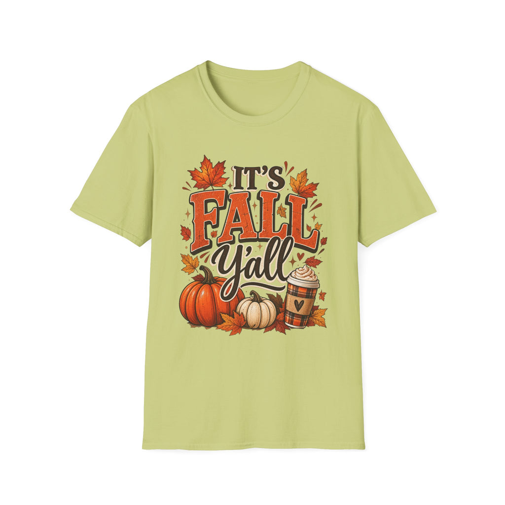 Fall Y'all T-Shirt — It's Fall Y'all Autumn Pumpkin Leaves Tee