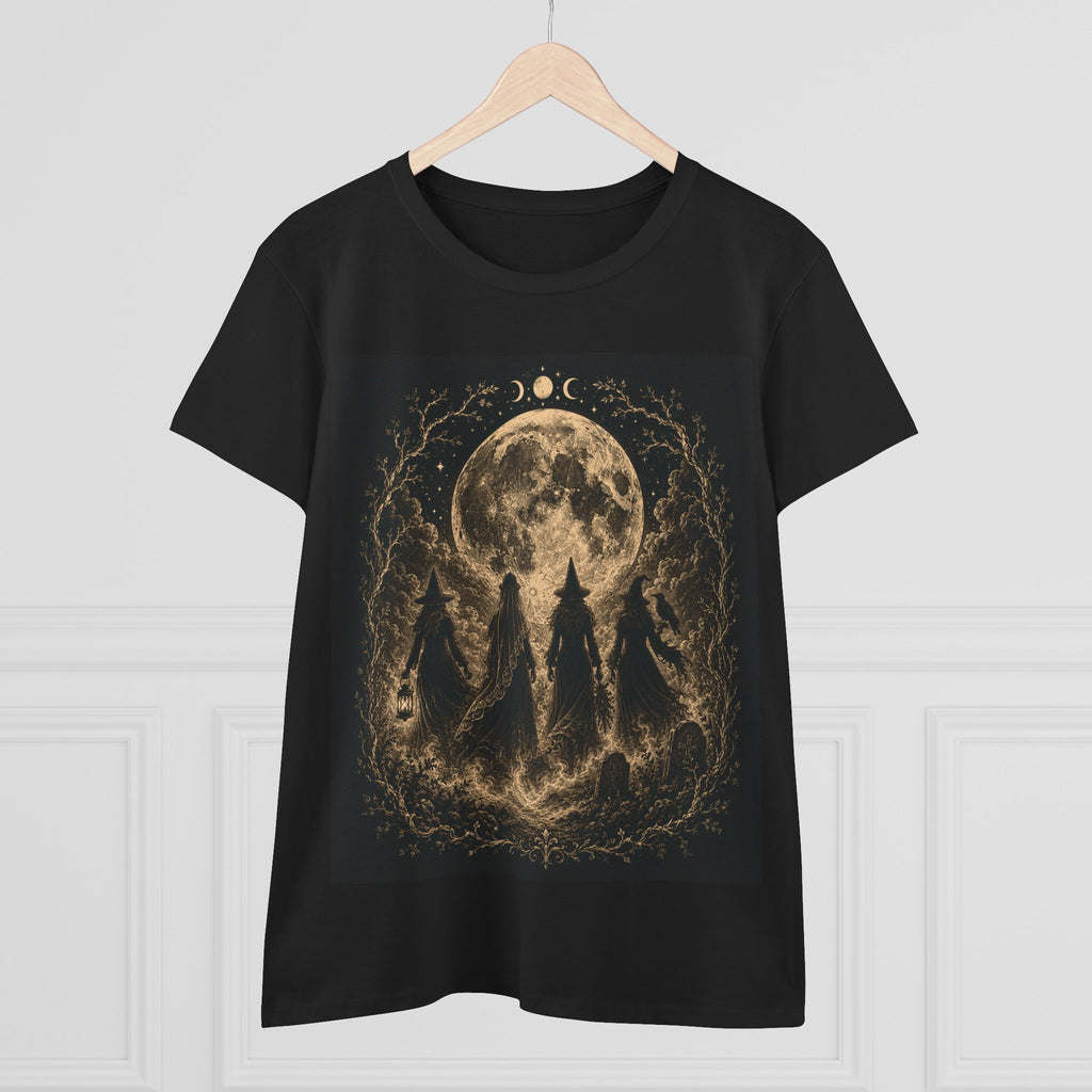 Vintage Witch Coven Moon Tee | Gothic Witchy Graphic Shirt | Dark Celestial Halloween T-Shirt
