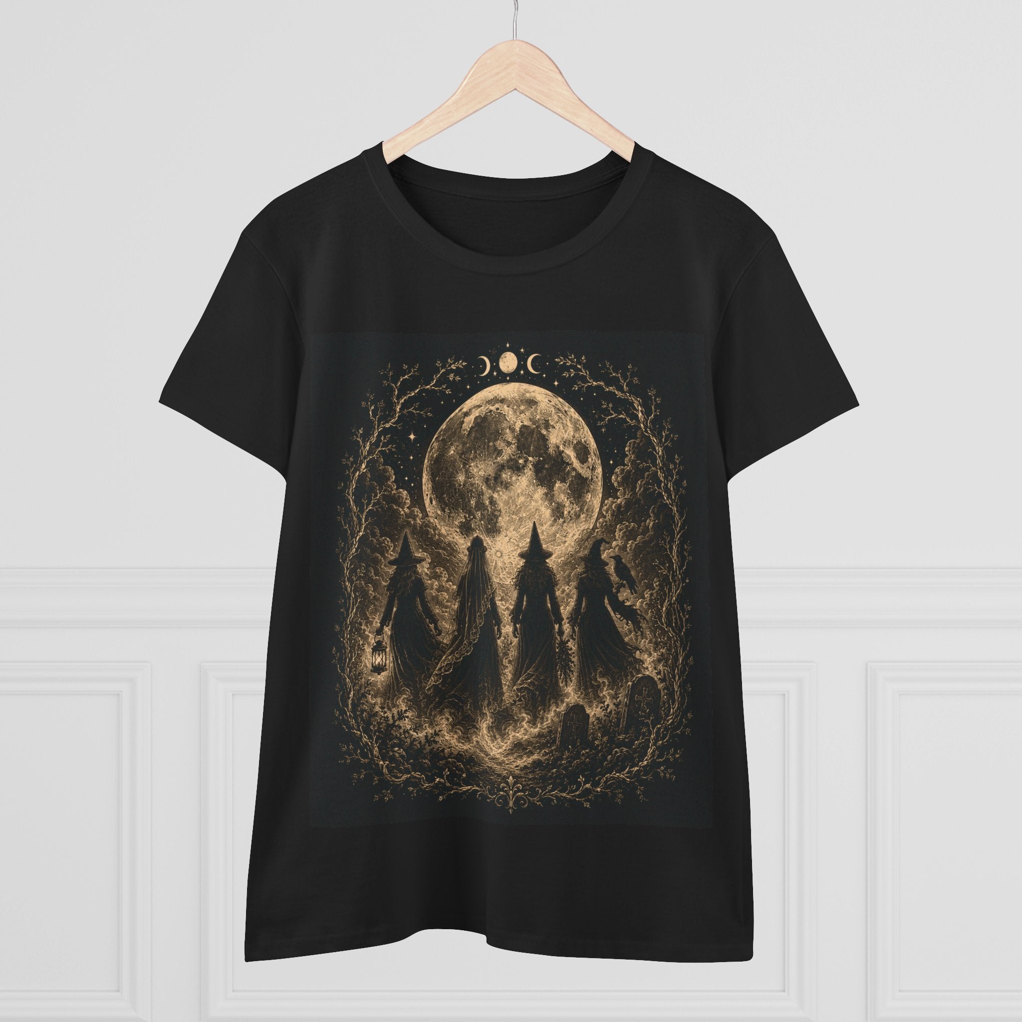 Vintage Witch Coven Moon Tee | Gothic Witchy Graphic Shirt | Dark Celestial Halloween T-Shirt
