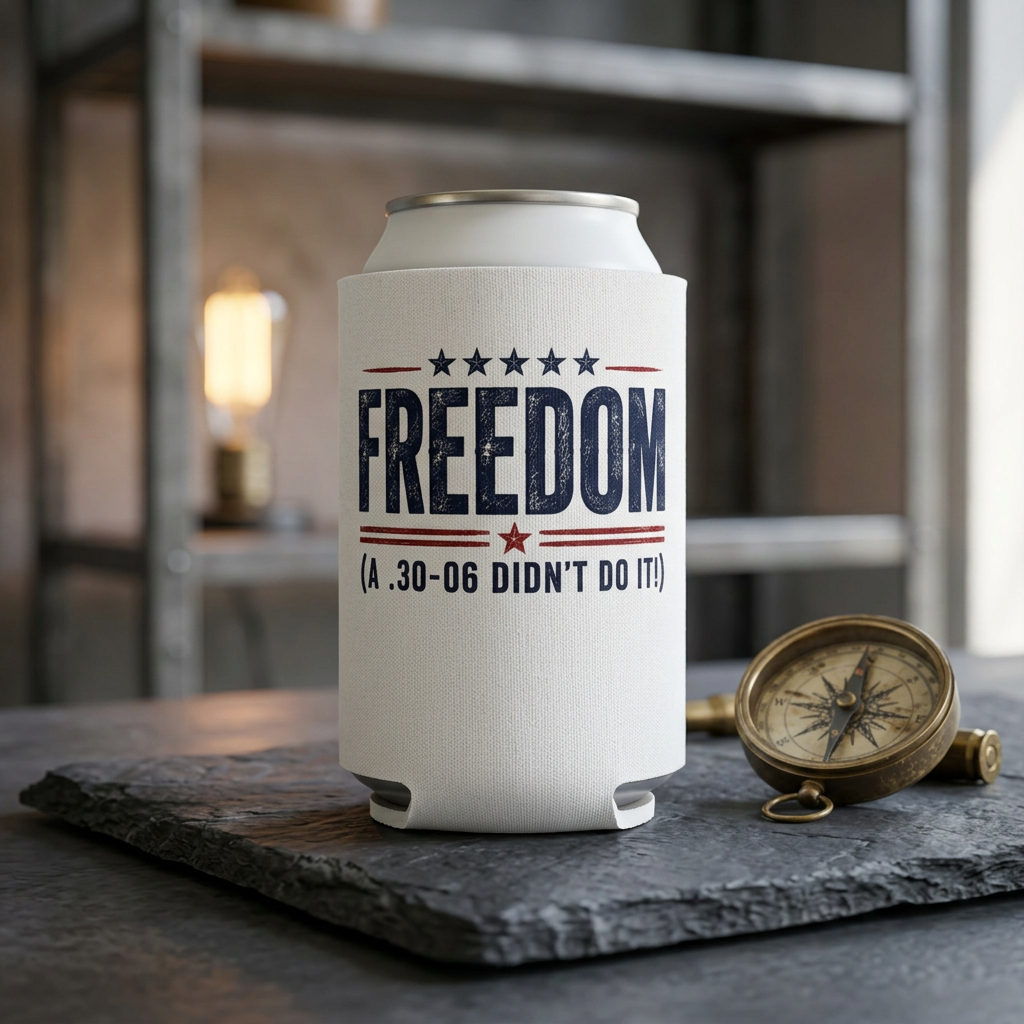 Freedom .30-06 Didn't Do It Patriotic Drink Koozie Beer Can Cooler USA