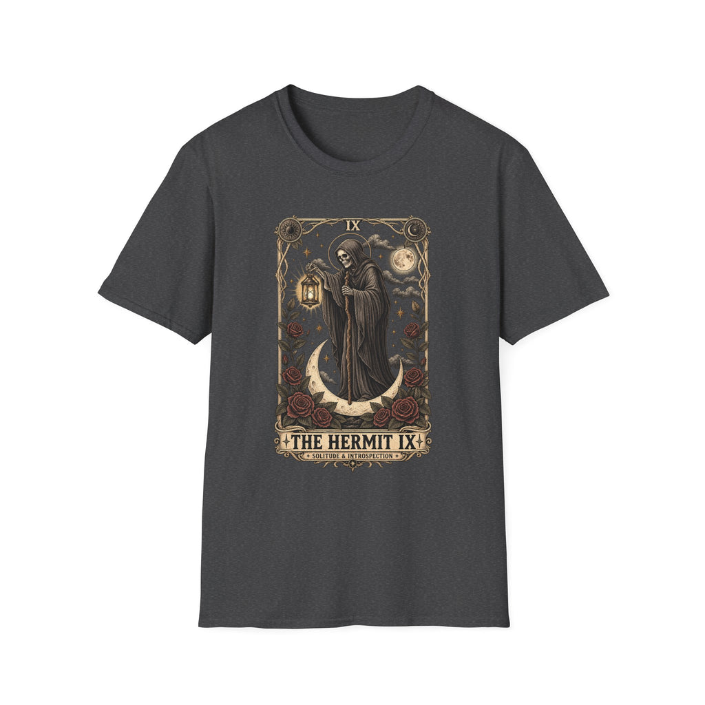 The Hermit Tarot Graphic Tee | Vintage Occult Gothic Shirt | Dark Celestial Unisex T-Shirt