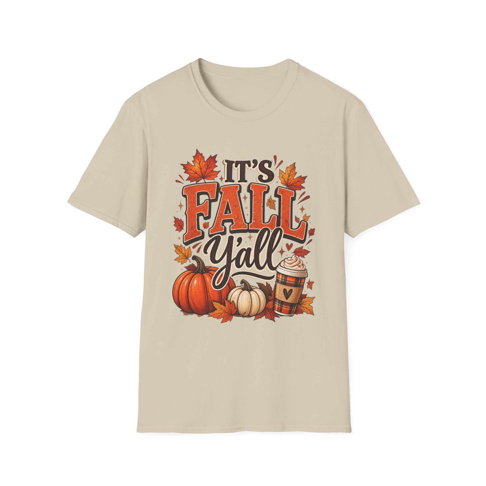 Fall Y'all T-Shirt — It's Fall Y'all Autumn Pumpkin Leaves Tee