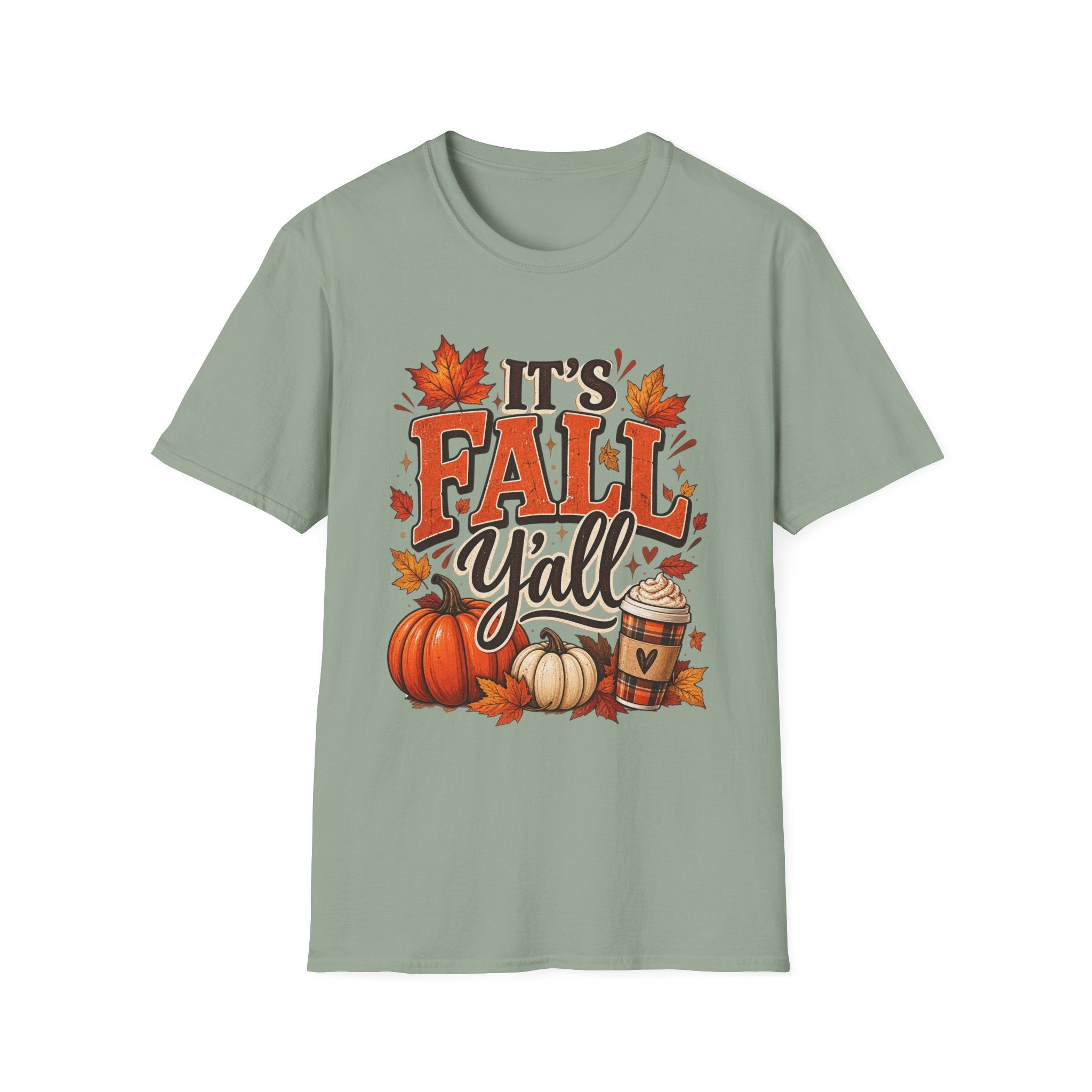 Fall Y'all T-Shirt — It's Fall Y'all Autumn Pumpkin Leaves Tee