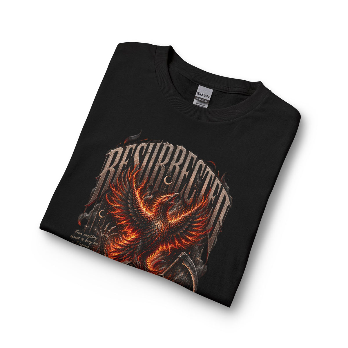 Resurrected Phoenix Long Sleeve Tee — Fiery Gothic Revival Shirt