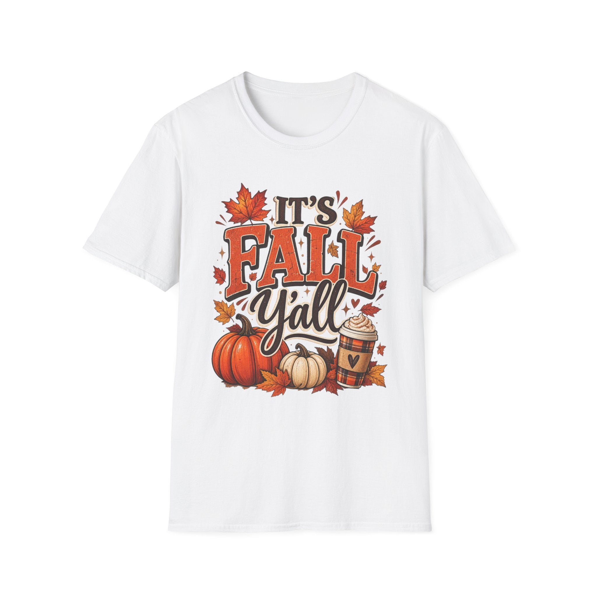 Fall Y'all T-Shirt — It's Fall Y'all Autumn Pumpkin Leaves Tee