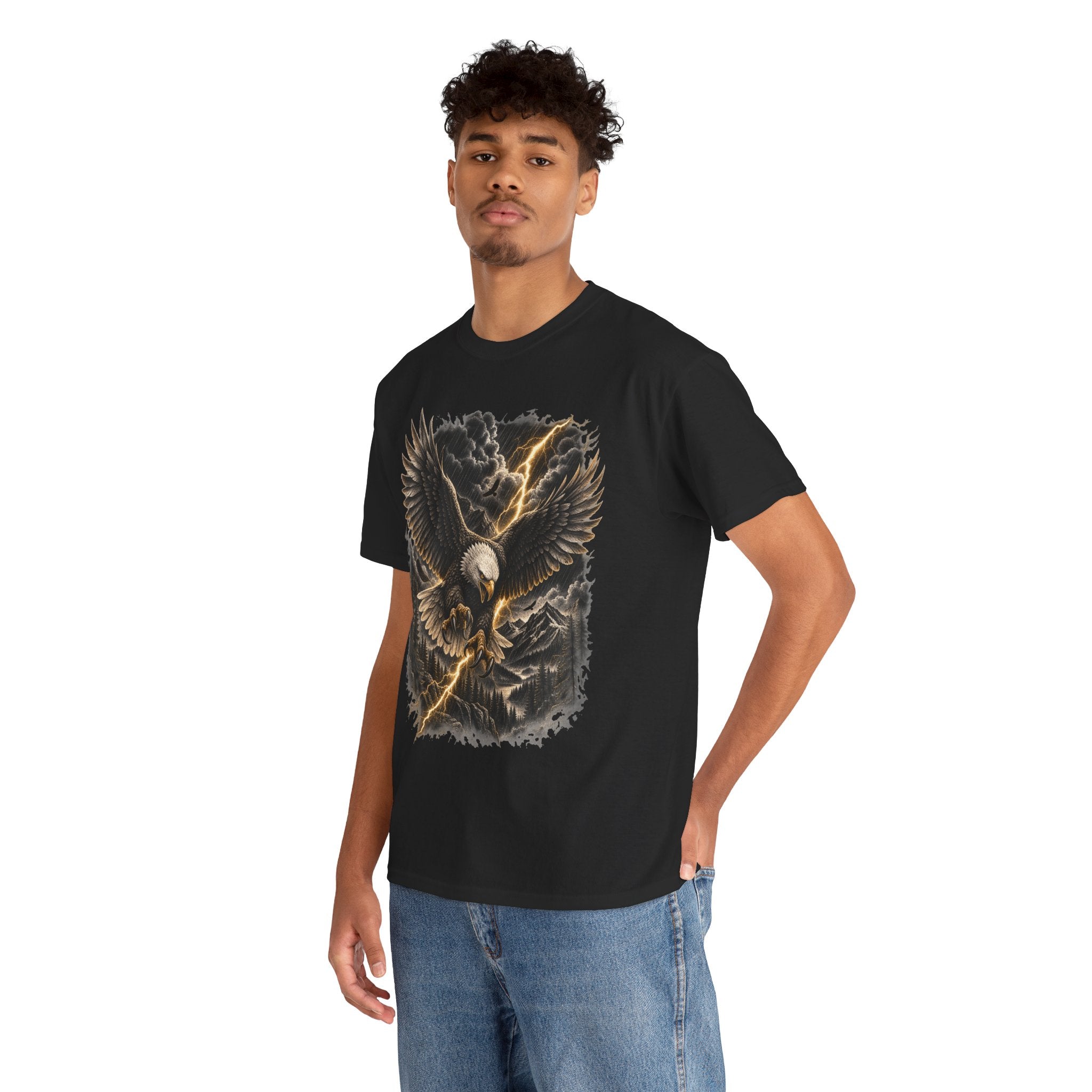 Bald Eagle Graphic Tee | Storm Lightning Eagle Shirt | Mountain Wilderness Outdoors Unisex T-Shirt