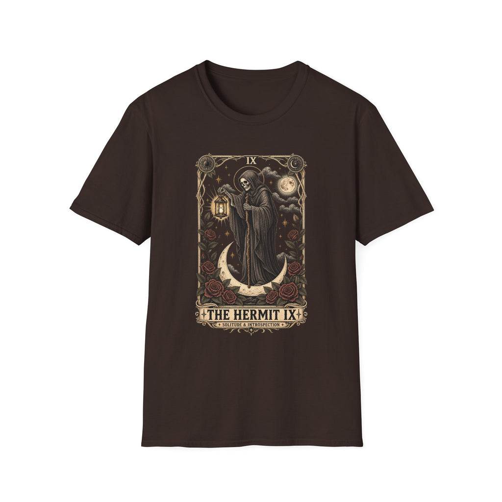 The Hermit Tarot Graphic Tee | Vintage Occult Gothic Shirt | Dark Celestial Unisex T-Shirt