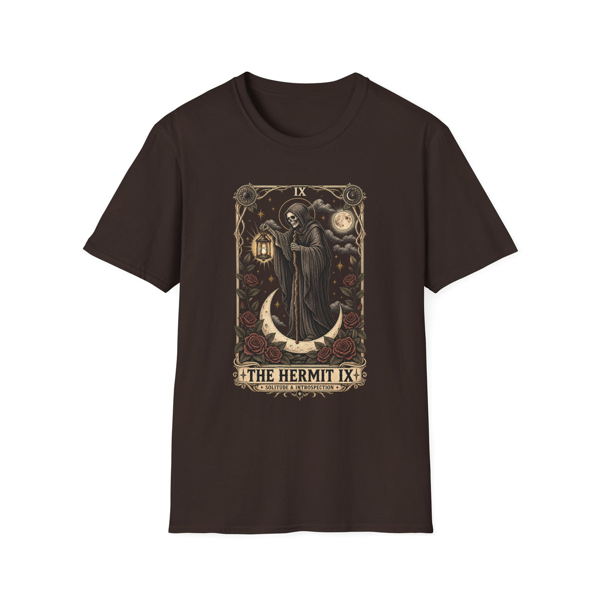 The Hermit Tarot Graphic Tee | Vintage Occult Gothic Shirt | Dark Celestial Unisex T-Shirt