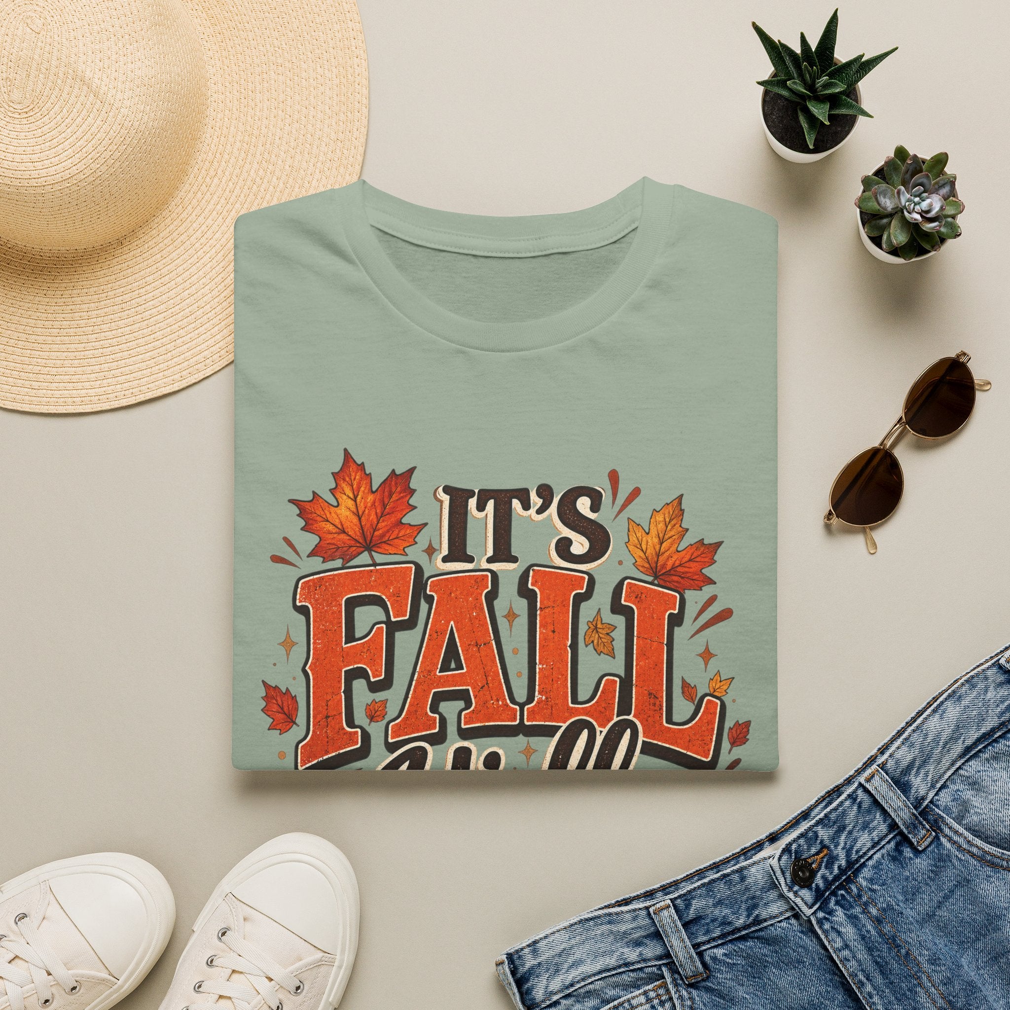 Fall Y'all T-Shirt — It's Fall Y'all Autumn Pumpkin Leaves Tee