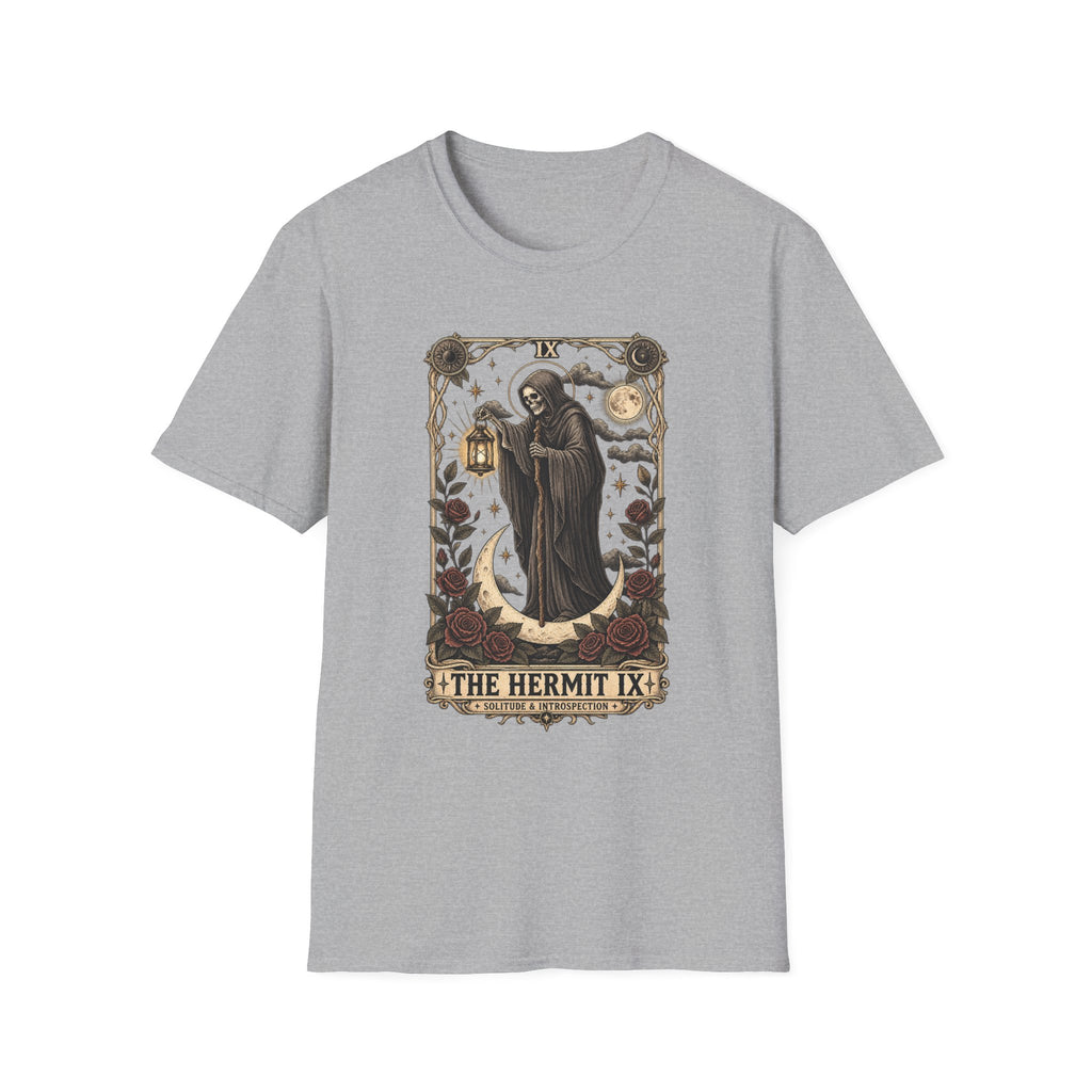 The Hermit Tarot Graphic Tee | Vintage Occult Gothic Shirt | Dark Celestial Unisex T-Shirt