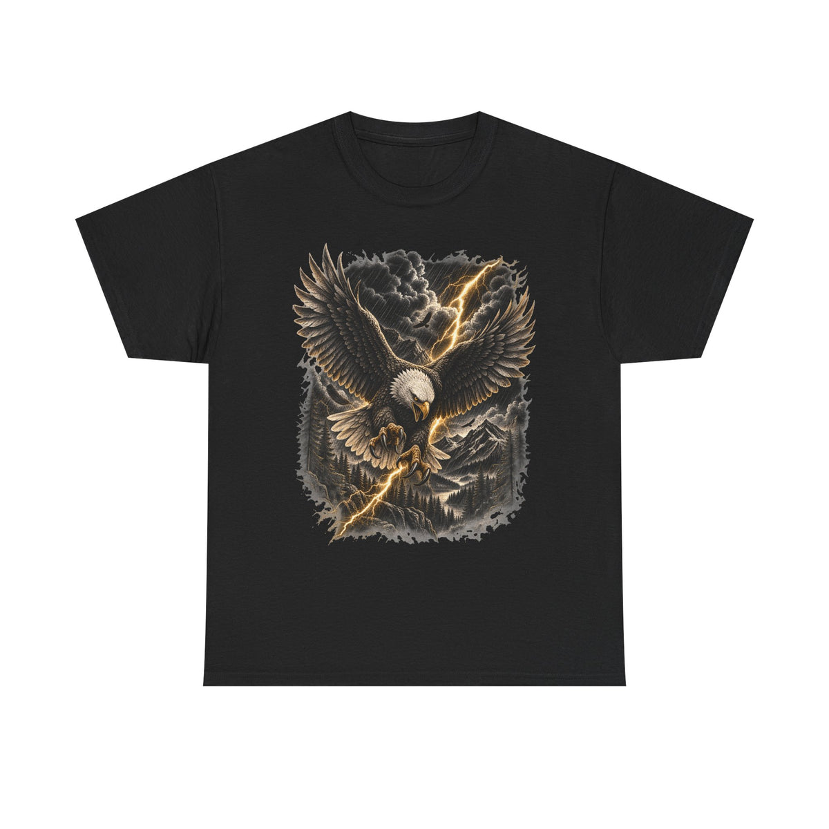 Bald Eagle Graphic Tee | Storm Lightning Eagle Shirt | Mountain Wilderness Outdoors Unisex T-Shirt
