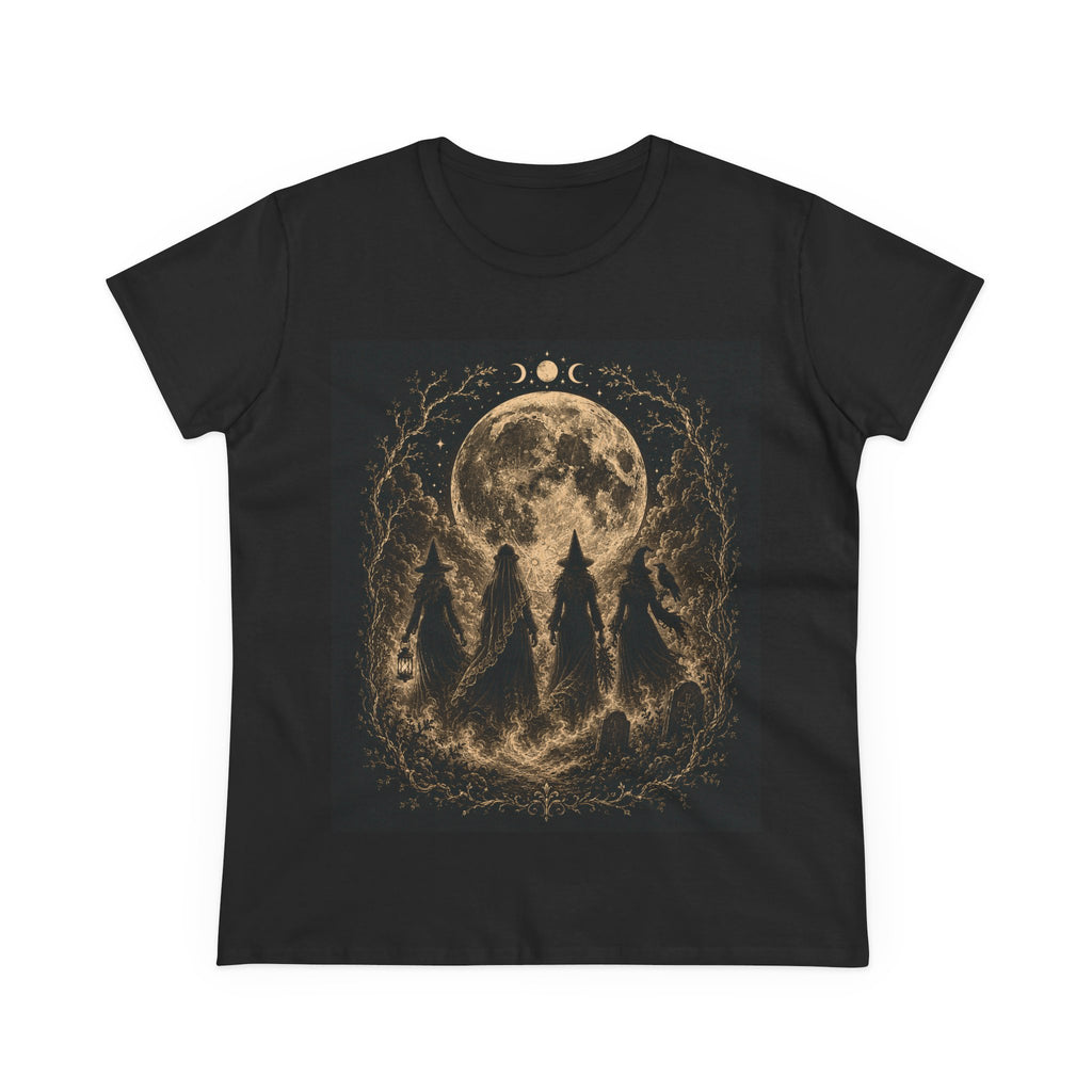 Vintage Witch Coven Moon Tee | Gothic Witchy Graphic Shirt | Dark Celestial Halloween T-Shirt